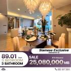 ขายถูกมาก 3 ห้องนอน 3 ห้องน้ำ  คอนโด Siamese Exclusive Sukhumvit 42 ห้องตกแต่งสวยงาม บรรยากาศอบอุ่น